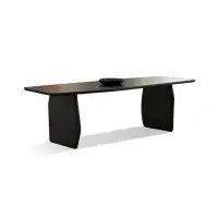 Corrigan Studio 70.87" Black Solid Wood Rectangular Dining Table