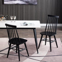 Gracie Oaks Duhome Dining Chairs Set Of 2, Wood Dining Room Slat Back Kitchen Windsor Chairs, Black