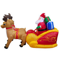 The Holiday Aisle® PMU Christmas - Holiday Inflatable Decorations 7ft Santa Sleigh Reindeer (1/pkg)