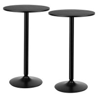 Ebern Designs Pompen Set Of 2 Round Pub Table 24" Bistro Bar Height Cocktail Table W/metal Base Black