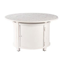 Darby Home Co Round 44 In. X 44 In. Aluminum Propane Fire Pit Table With Glass Beads, Two Covers, Lid, 55,000 Btus In Gr
