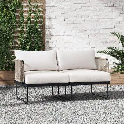 Latitude Run® Thery 56" Wide Outdoor Loveseat with Cushions