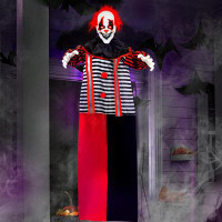 The Holiday Aisle® 56” Hanging Animated Talking Clown Decoration With Glowing Eyes, Sound Activation, And Vibrating Moti