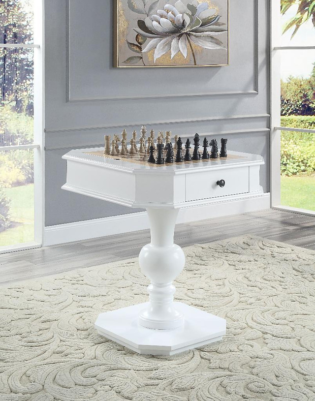 AF - WHITE SIDE TABLE ( 3in1 Game Table - Chess/Checkers/Backgammon Table )  AC00862 in Other