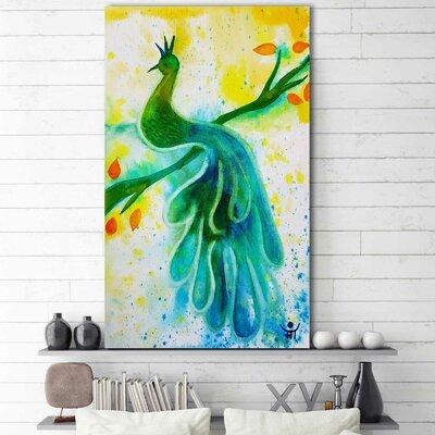 Ebern Designs 'Peacock' Acrylic Painting Print on Wrapped Canvas in Arts & Collectibles