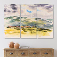 East Urban Home Vintage Little Mountain Town - French Country Canvas Wall Art Print