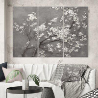 Made in Canada - East Urban Home White Cherry Blossoms I - 3 Piece Wrapped Canvas Painting Print