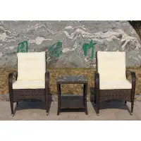Winston Porter Outdoor Patio Furniture Sets 3 Piece Conversation Set Wicker Ratten Sectional Sofa With Seat CushionsHW20