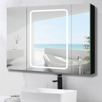 Excellent Future 40X30 Inch LED Bathroom Medicine Cabinet Surface Mount Double Door Lighted Medicine Cabinet_Wall Mounte