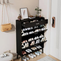 Latitude Run® Shoe Cabinet , Shoe storage shelves, Black