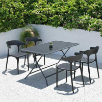 Orren Ellis Outdoor Tables And Chairs Courtyard Outdoor Milk Tea Shop Dining Table And Chair Combination Table Setting S