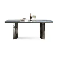 Hokku Designs 62.99" Black Grey Microlite+Stainless Steel Dining Table