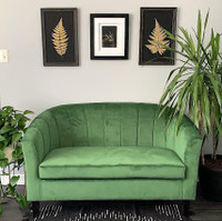 Mid Century Modern Velvet Upholstered Sofa Loveseat Couch Arm Chair