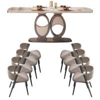 Orren Ellis Modern simple sintered stone dining table set in , Grey