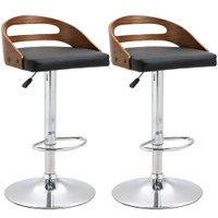 BAR STOOLS SET OF 2, ADJUSTABLE HEIGHT COUNTER HEIGHT BAR STOOLS, SWIVEL BAR CHAIR WITH PU LEATHER PADDED SEAT, FOOTREST