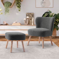 Willa Arlo™ Interiors Edison Upholstered Slipper Chair and Ottoman