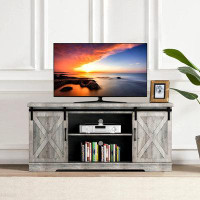 Gracie Oaks Modern Farmhouse Sliding Barn Door TV Stand,TV Stand For 65" Television, 59" Entertainment Centre TV Console