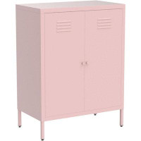 Rubbermaid 2 Door Pink Metal Locker Storage Accent Cabinets With Doors And Shelves, Steel Cupboard Lockers For Kids Bedr
