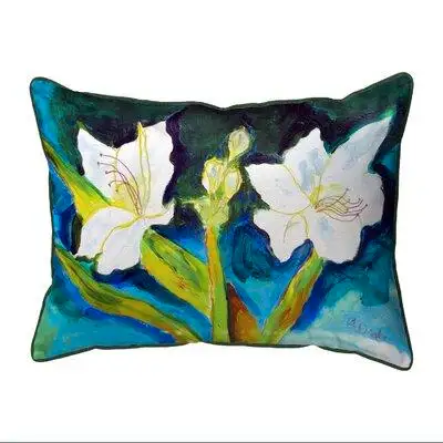 Hokku Designs White Lilies Extra Large Zippered Indoor/Outdoor Pillow 20X24