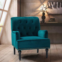 Alcott Hill Armchair With Rubberwood Legs And Nailhead Trim