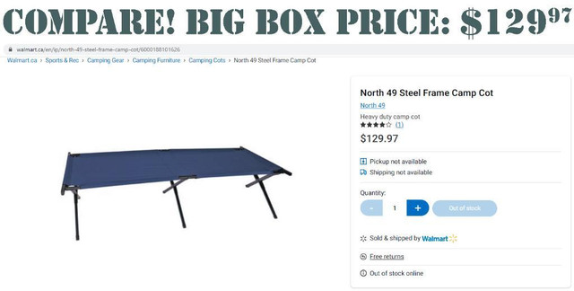 North 49® Steel Frame Folding Camp Cots in Fishing, Camping & Outdoors - Image 3