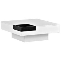 Goodeed Modern Coffee Table with Detachable Tray and LED Strip Lights