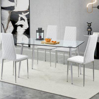 Ebern Designs Glass Dining Table, Dining Chair Set, Dining Chairs And  Dining Table Table.