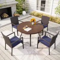 Lark Manor Alyah Rectangular 4 - Person 44" Long Dining Table with Cushions