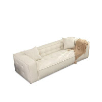 MABOLUS 70.87" White Velvet Standard Sofa cushion Loveseat