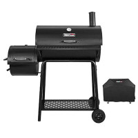 FETMIA Black CC1830FC Charcoal Grill Offset Smoker Combo With Cover