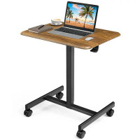 Inbox Zero Standing Desk, Versatile Mobile Teacher Podium, Rolling Laptop Desk With Adjustable Height And Locking Mechan