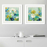 Made in Canada - Ebern Designs 'Midsummer Garden White Flowers' 2 Piece Framed Acrylic Painting Print Set