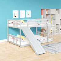Red Barrel Studio Bunk Bed With Slide And Ladder In Grey Colour