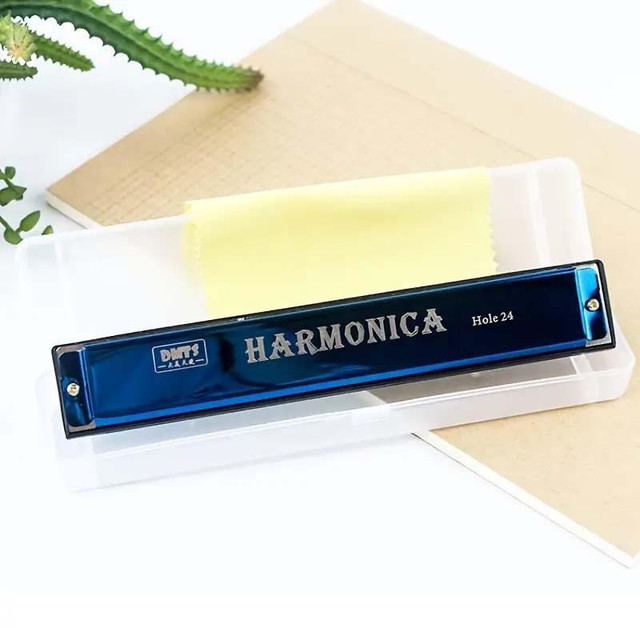 Harmonica C 24 Hole Tremolo Harmonica Key of C, Professional Harmonica C Tremolo Harmonica Blue in Other