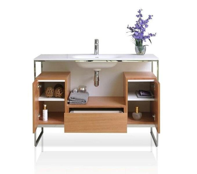 Tory 24, 36 or 48 Inch Bathroom Vanity with Solid Surface Top Cabinet Set with Mirror  ANC in Cabinets & Countertops - Image 3