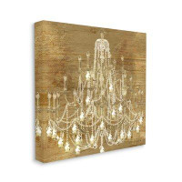 Stupell Industries Vintage Glam Crystal Chandelier Rustic Distressed Gold Background Stretched Canvas Wall Art By Sophie