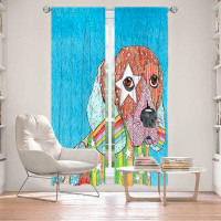 East Urban Home Lined Window Curtains 2-panel Set for Window Size by Marley Ungaro - Beagle Dog Aqua