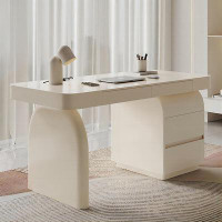 Recon Furniture 62.99"White rectangular solid wood desk,4-drawer