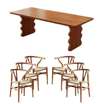 The solid wood dining table features a tough and durable hardwood surface that resists wear and tear...