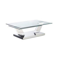 MDR Trading Inc. Table basse extensible en verre trempé avec base en acier inoxydable