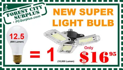 10000 Lumen Super Light Bulb! Farpoint Versa Beam Swivel Garage &amp; Ceiling Light