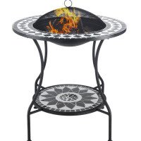 Red Barrel Studio Outdoor Fire Pit Dining Table, 3-In-1 Round Wood Burning Fire Pit Bowl