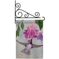 Breeze Decor Flight Of Hummingbird - Impressions Decorative Metal Fansy Wall Bracket Garden Flag Set GS105047-BO-03