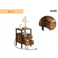 SR-HOME Nightstands Set Of 2, End Table With Charging Station And USB Ports, Side Table With Drawers And Storage Shelf
