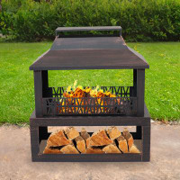 Lark Manor Courter 35" H x 32.25" W Steel Wood Burning Outdoor Fireplace