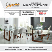 Summer Sale!! Sleek Design, Mid Century Model 5 Pc Dining Set