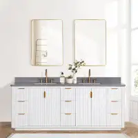 Everly Quinn Reinas 84" Double Bathroom Vanity Set with Mirror