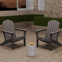 CASAINC 3-Peice Outdoor Adirondack Chairs With  Outdoor Fire Pit Conversation Combo