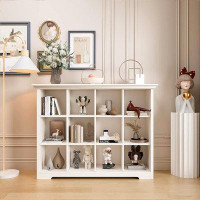 Latitude Run® Wooden Cube Bookcase With Base - Modern 3 Tiers Floor Standing Open Shelf Cabinet For Home And Office, 12-