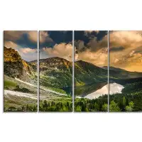Design Art 'Dramatic Sky over Alpine Lake' 4 Piece Wall Art on Wrapped Canvas Set